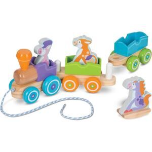Melissa & Doug First Play Wooden Rocking Farm Animals Pull Train NWT